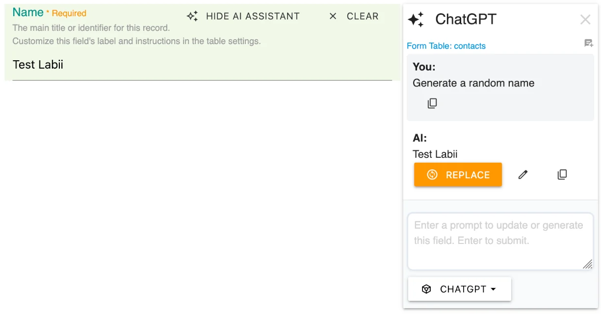 AI-Assistent im Formularfeld – Präzise Bearbeitung mit KI pro Feld