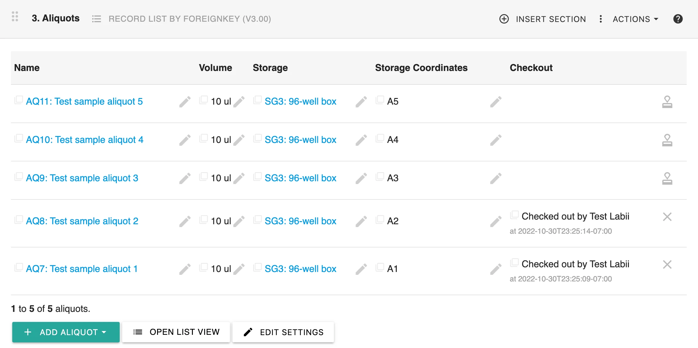 Effortless Aliquot Oversight: Manage Lists Within Sample Details