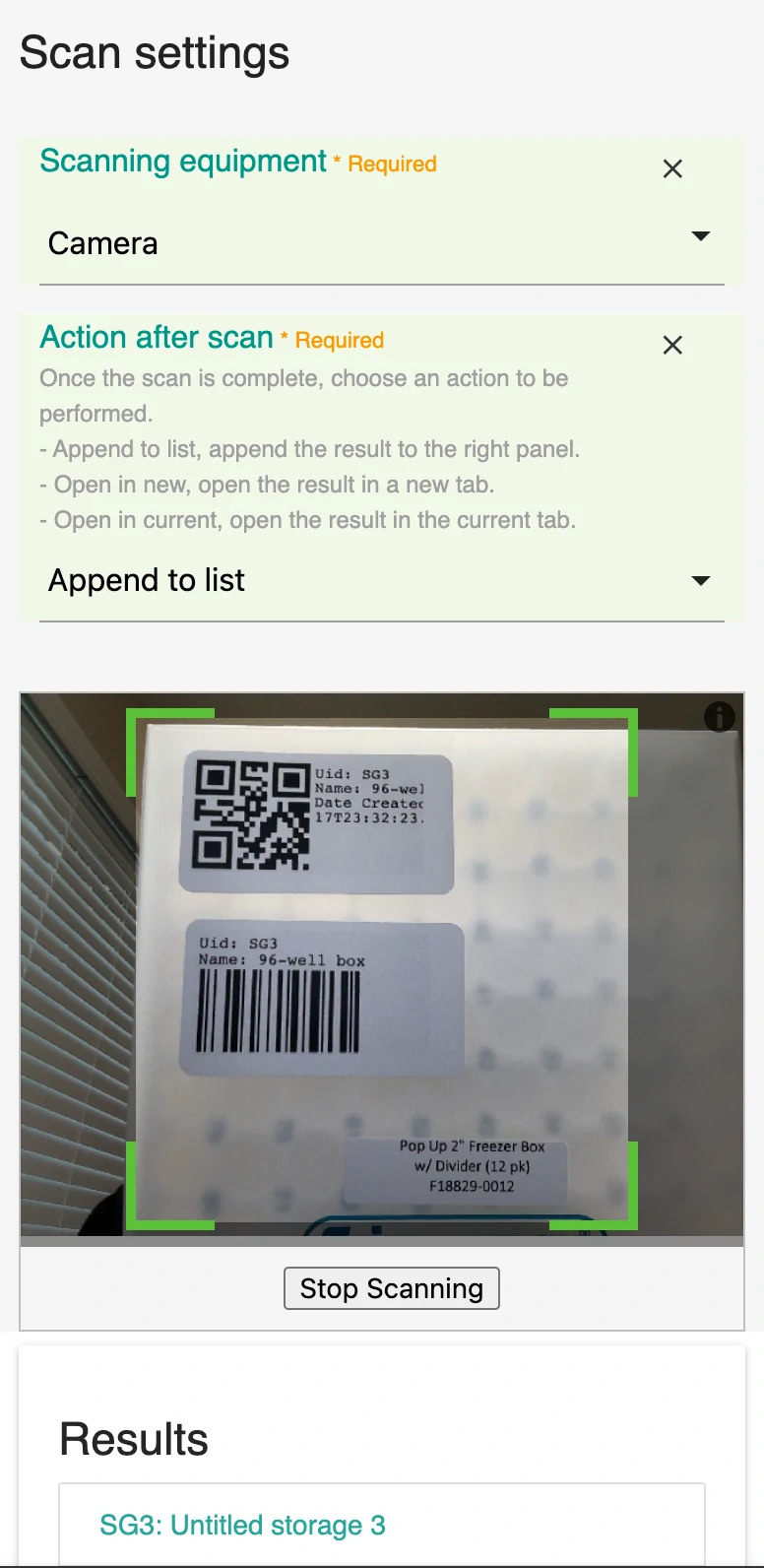 Barcode scan with camera