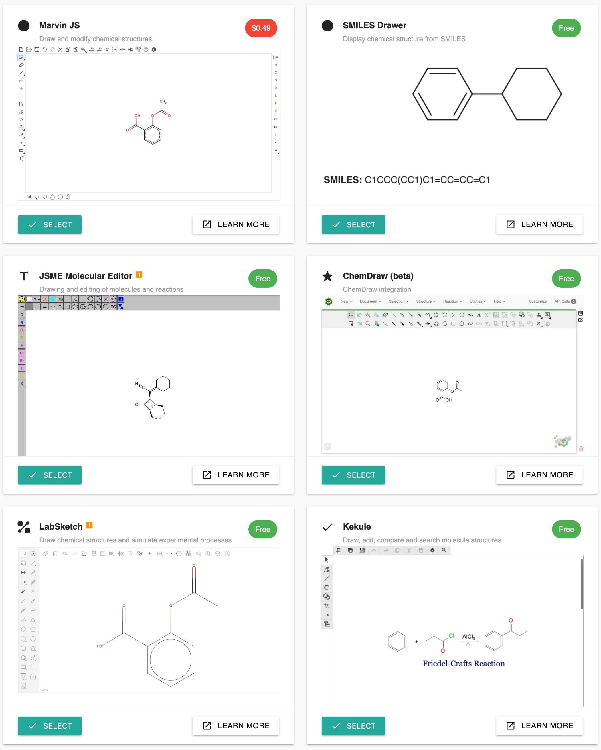 多样化的小插件用于绘制化学结构