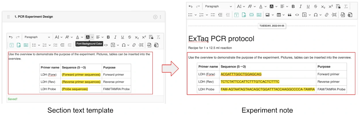 Insert text from templates to increase document efficiency