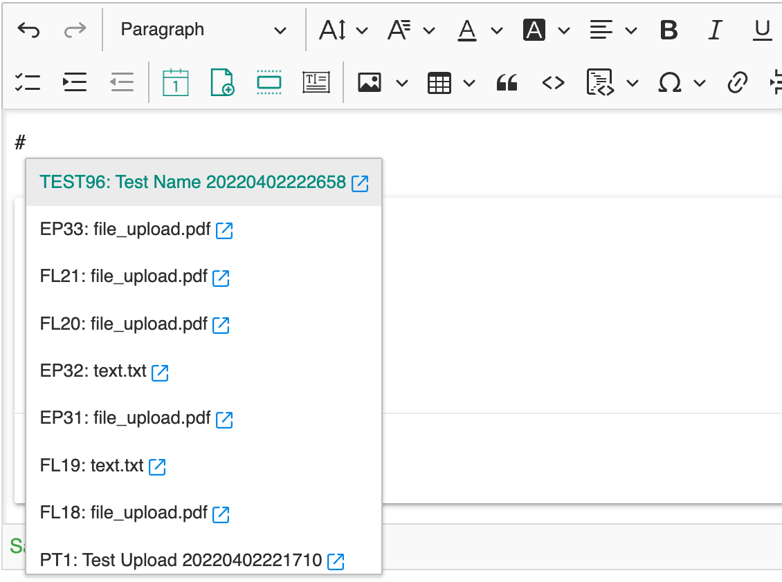 Links to other experiments and protocols with #