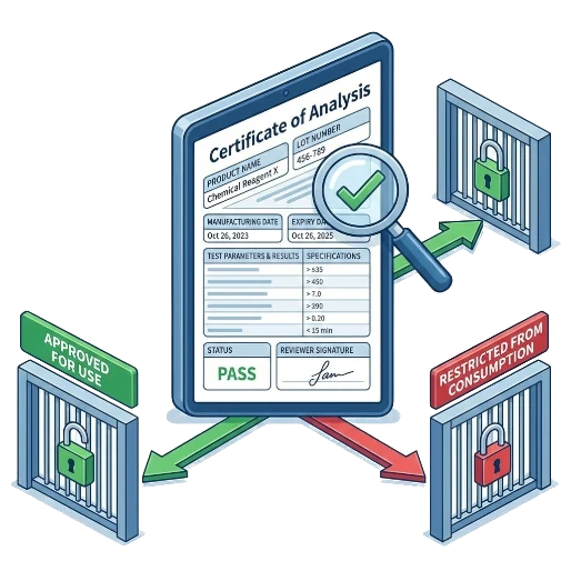 Chargen- und COA-Management — Qualitätskontrolle vor der Verwendung