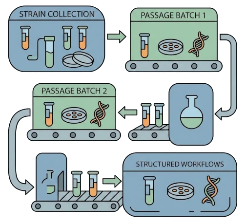 Organize Strains into Passage Batches for Structured Workflows