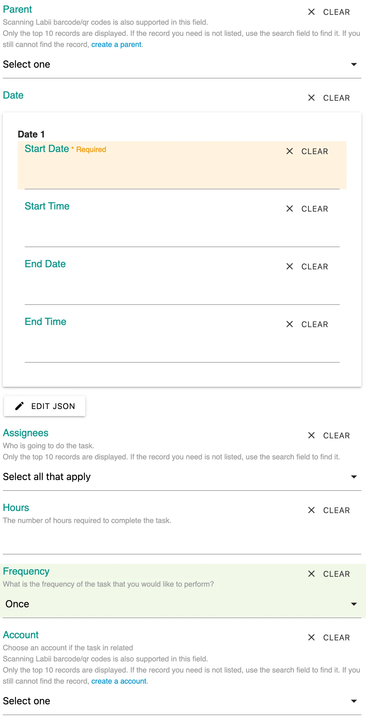 Task Management Form