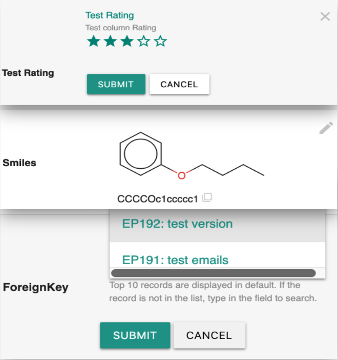 Widgets for organizing and displaying structured data in Columns